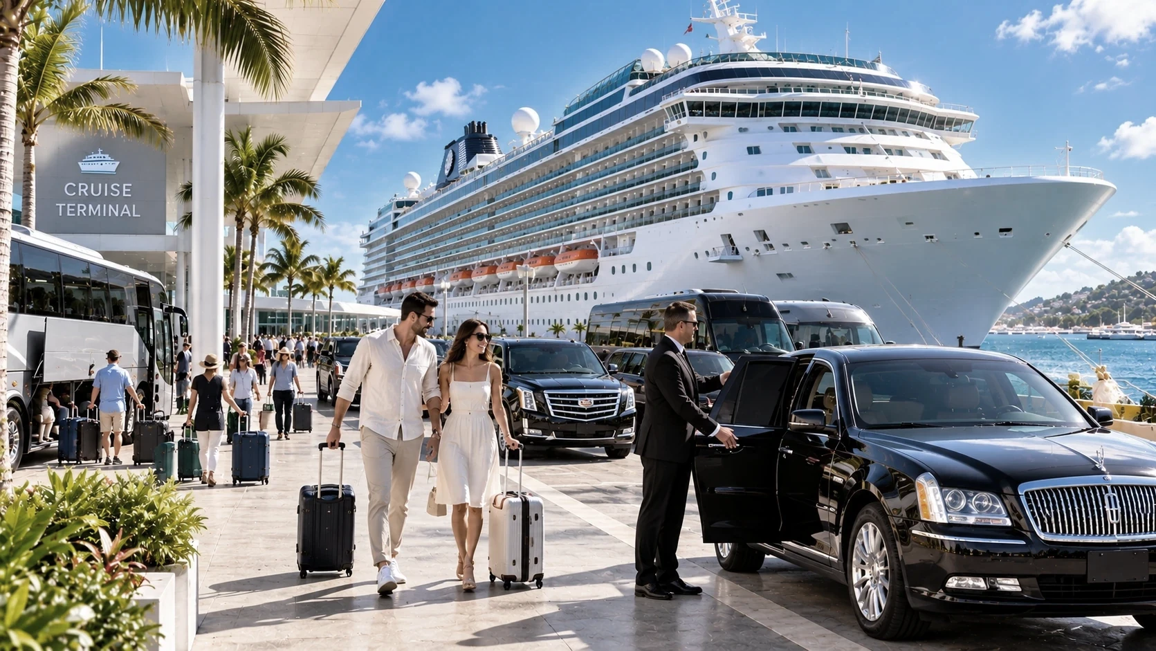 Group transportation to a cruise terminal